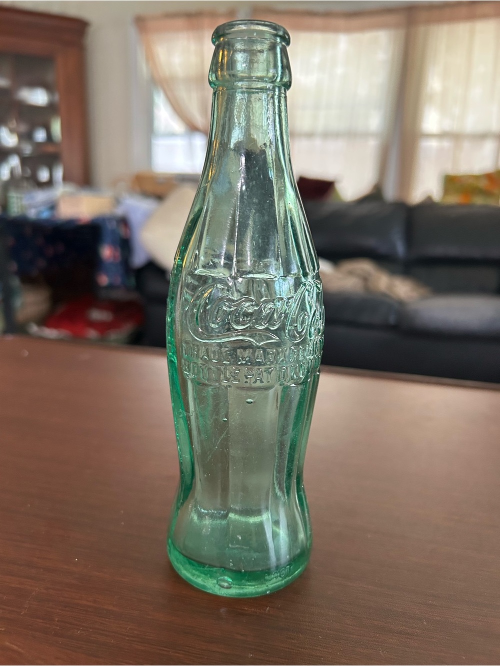Vintage hobble-skirt Coca Cola Aqua-Green Embossed Contour Bottle, Elmira, NY